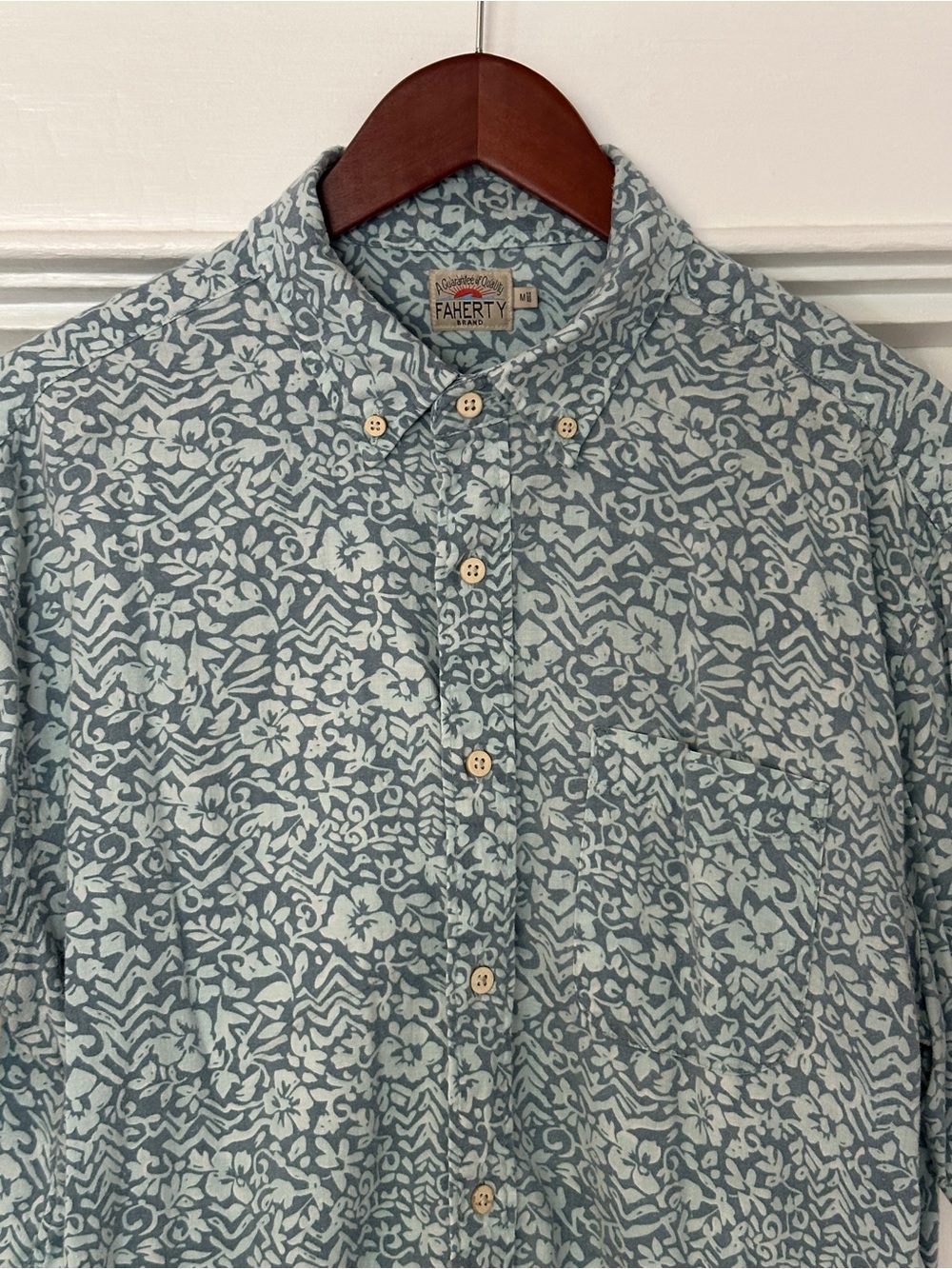 Faherty SS Breeze Shirt Teal Waters Hilo
